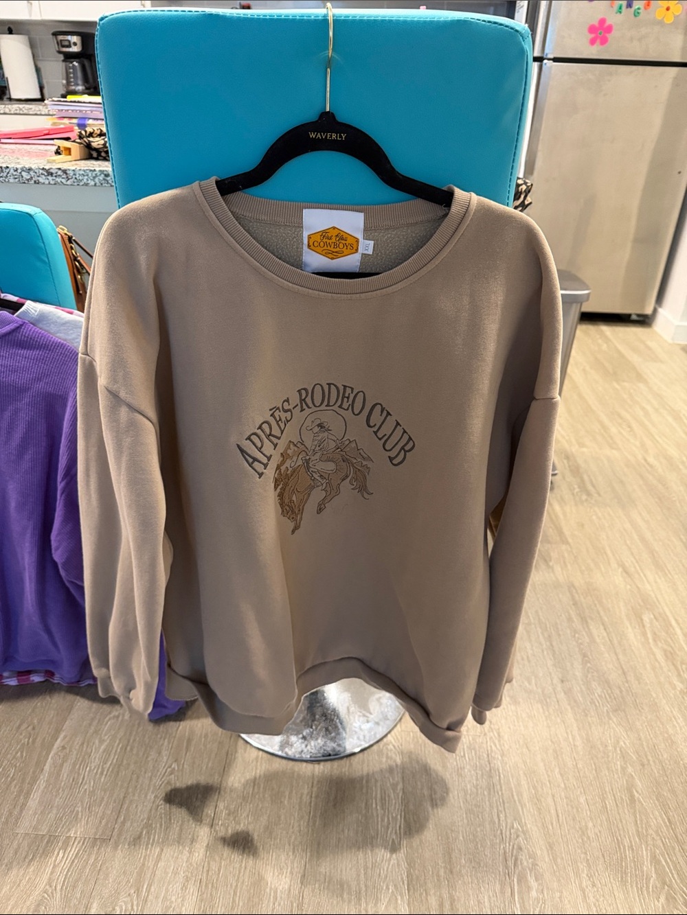 Après-Rodeo Club Taupe Crewneck Sweatshirt by